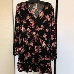 Long Sleeve Black Floral Dress